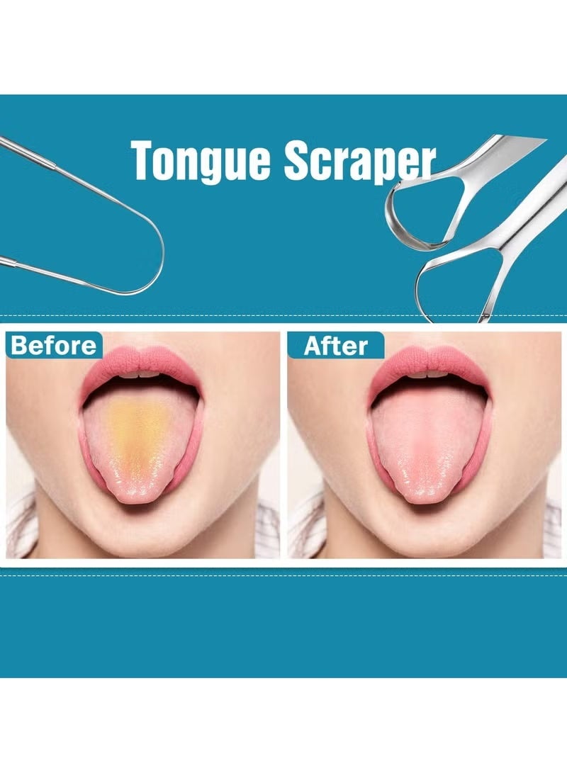 MOSH Tongue Scraper for Adults - 3 Pack Stainless Steel Personal Care Set with Travel Case – Fresh Breath & Hygiene - Image 3